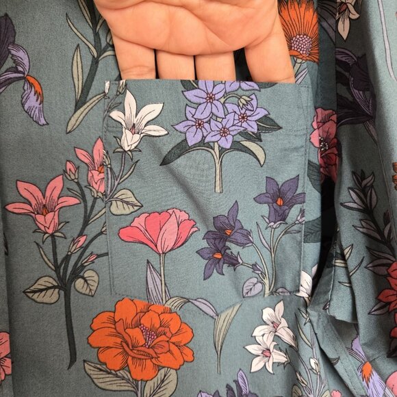 Goodthreads Floral Button Down Shirt Men's XL Poplin Slim Fit Pocket Vacation - Picture 5 of 12